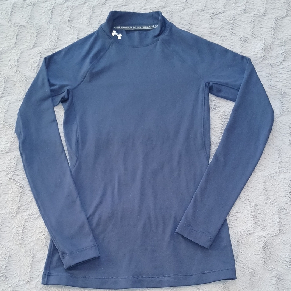 Under Armour ColdGear Fitted Mock Neck Long Sleeve Navy Shirt Women's XS